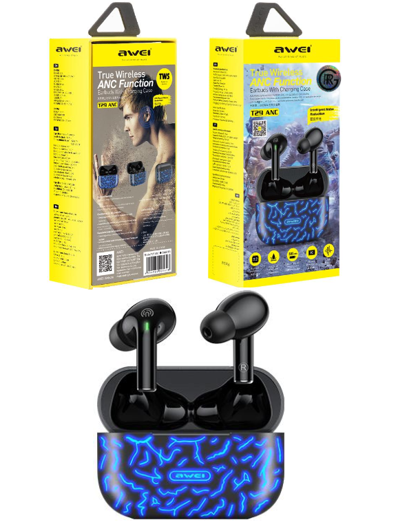Awei T29 ANC TWS Bluetooth True Wireless Earbuds Noise Reduction Hifi 6D Bass Touch With Mic