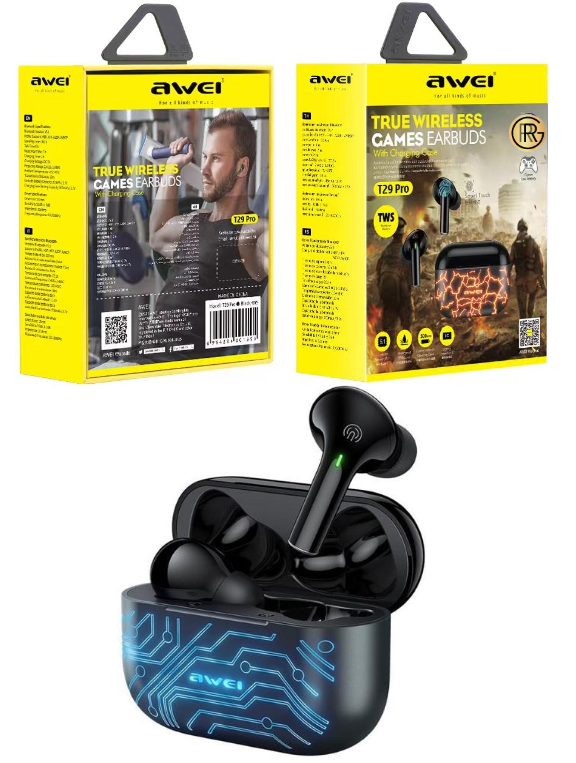 Awei T29 Pro True Wireless Sport Earbuds Noise Reduction Hifi 6D Bass Touch With Mic