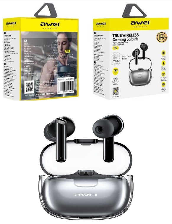 Awei T52 Active Noise Cancelling Wireless Bluetooth Earphone Gaming Earpiece With Mic