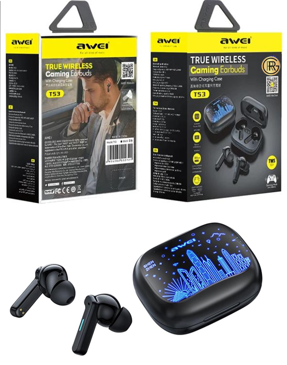 Awei T53 Wireless Bluetooth Gaming Earpiece LED Breathing Light
