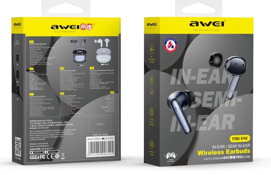 Awei T90 ENC True Wireless Bluetooth port Headphones With Mic Touch Control