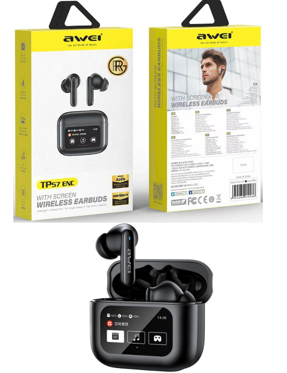 Awei TP57 ENC Wireless Earbuds, Bluetooth V5.4, 4 Smart Touch