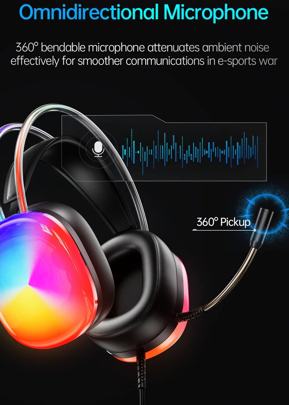 Awei GM-11 Pro  Wired Gaming Headphone Surround Sound Dynamic Lighting With Mic