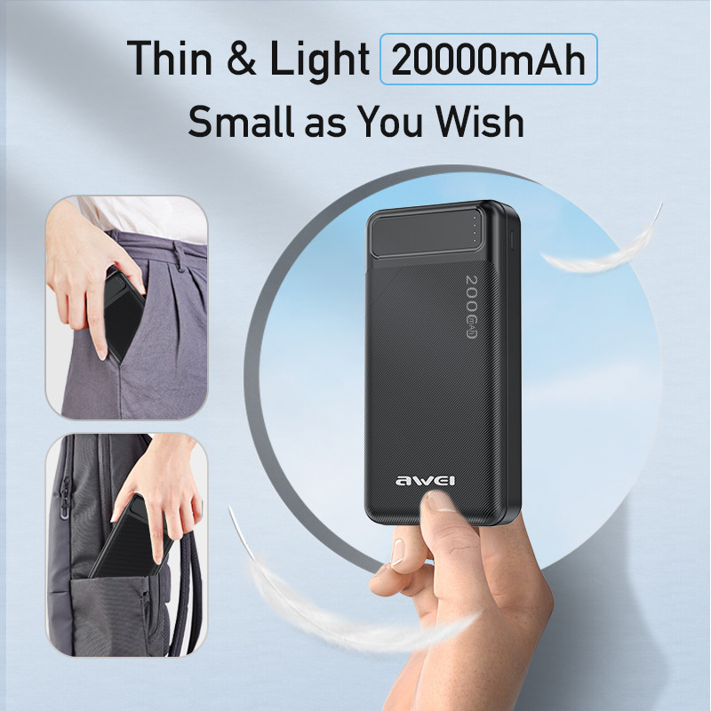 Awei P6K 20,000mAh Power Bank Dual USB Portable and Fast Charging