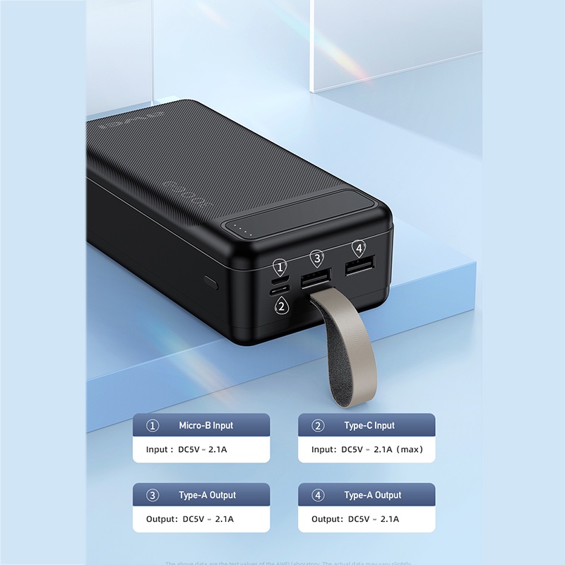 Awei P7K 30,000mAh Portable Power Bank Dual Type A USB A Type C Micro Dual Input Fast Charge 