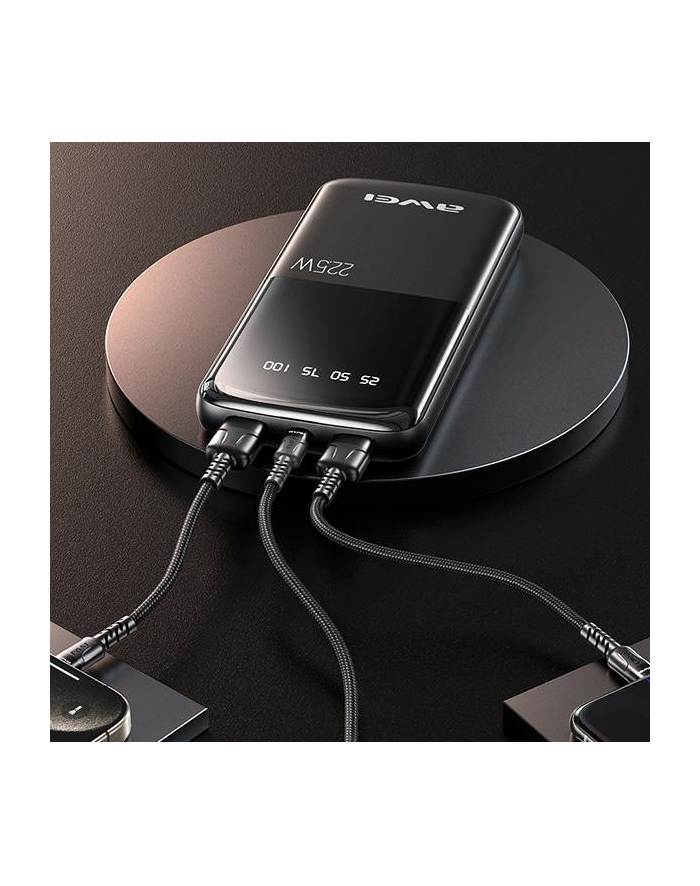 Awei P10K 10,000mAh 3.1A PD 20W Power Bank Fast Charging Digital Display Portable Slim Charger 22.5W