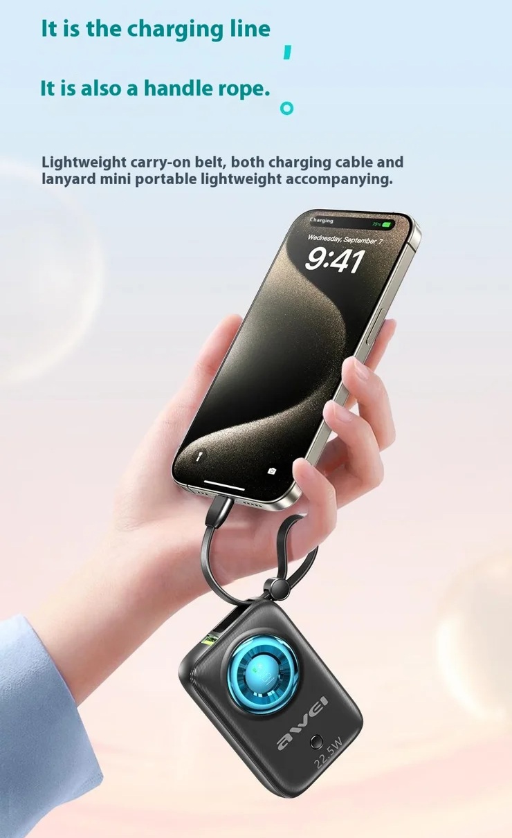 Awei P23K 10,000mAh Fast Charging High Performance Power Bank  With Cable Type C