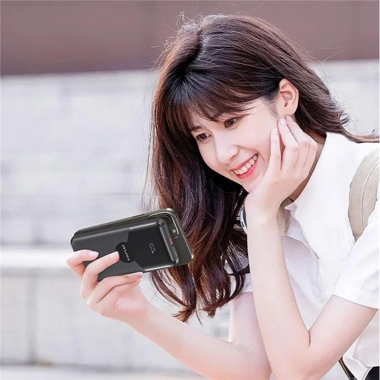 Awei P65K 10,000mAh Power Bank Fast Charging Built In 2 Cable Smart Display