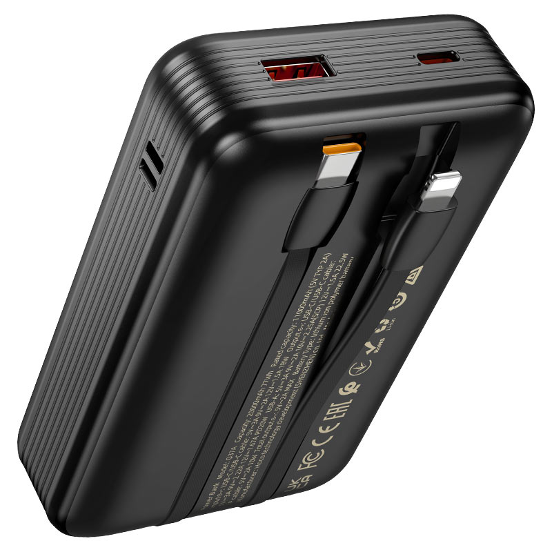 hoco Q37A 20,000mAh Power Bank  With Type-C/IPH Fast Charging  LED Display