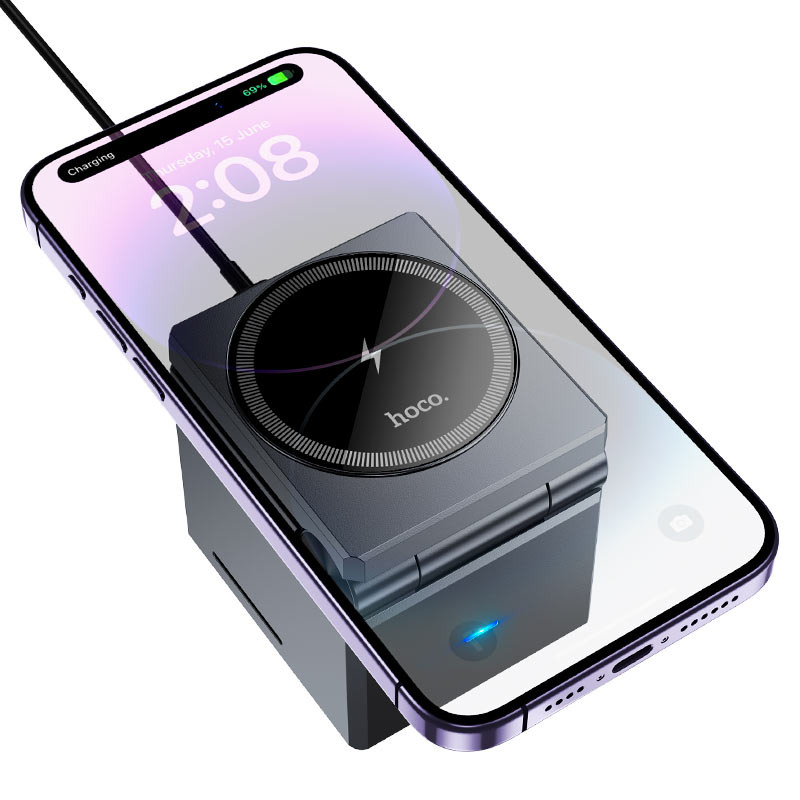 hoco CQ8 3 In 1  Magnetic WirelessStand For Phone  Apple Watch 