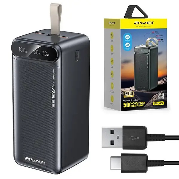 Awei PA-13 50,000mAh Power Bank Quick Charging LED Display Multi Output