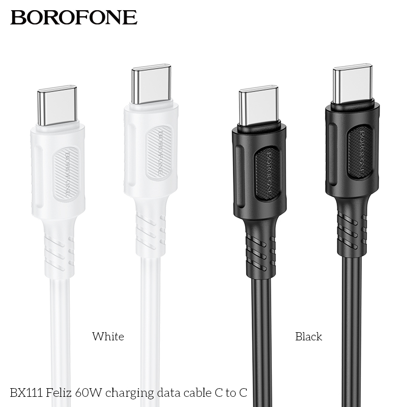 BOROFONE BX111 Feliz 60W High Speed Charging Data Cable , 3A, Type C to Type C