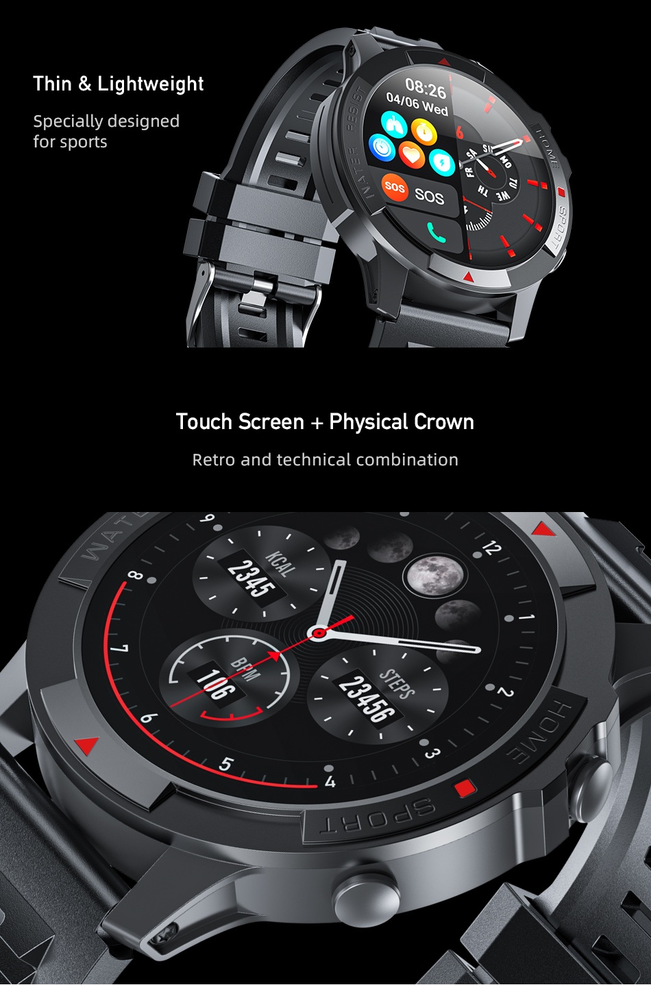 Awei WH1 Pro Smart Watch 1.45" Touchscreen, Heart Rate & Sleep Tracking