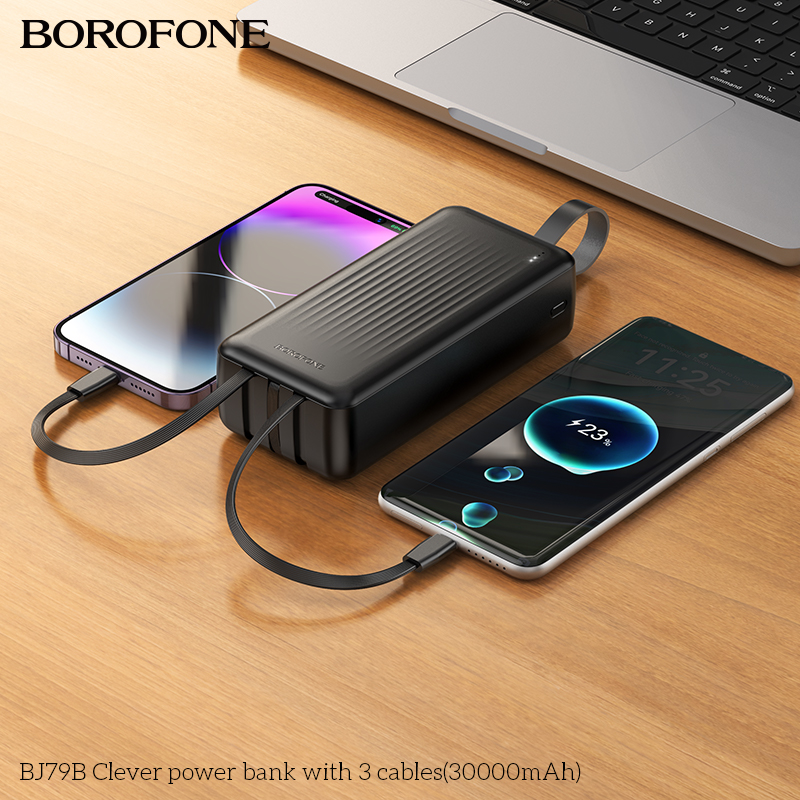 BOROFONE BJ79B Smart Power Bank With 3 Cables 30,000mAh (Minimum Order Quantity :10)