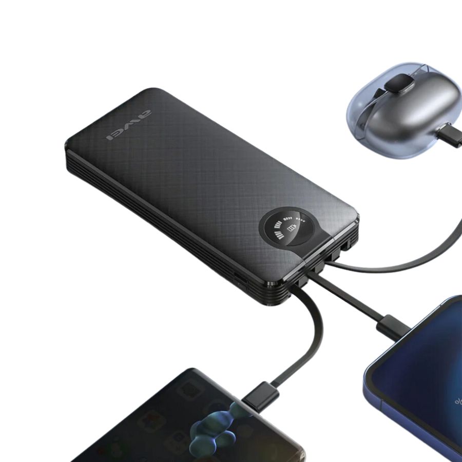 Awei P133K 10,000mAh 2.1A  Charging Mobile Power Bank With Cables 1W 4-in-1