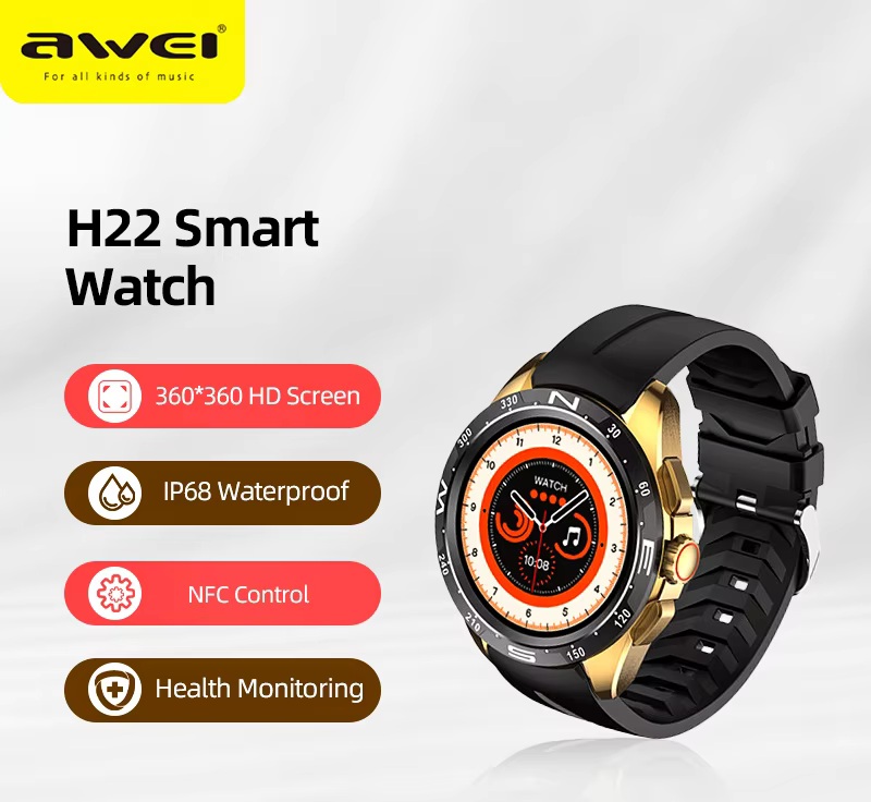 Awei H22 Bluetooth Call Smart Watch IP68 Waterproof 1.82" Heart Rate Blood Pressure Monitoring