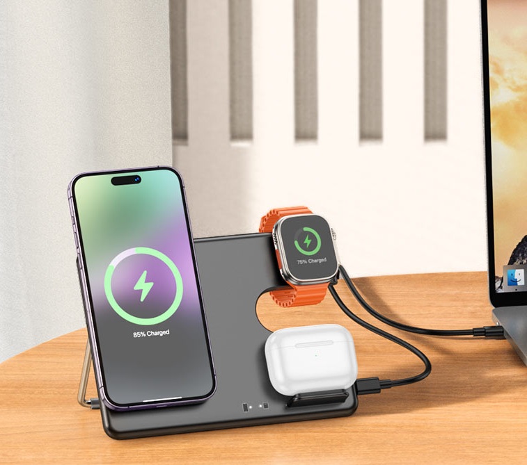 hoco CQ1 Wireless Charger 3 in 1 Magnetic For Watch & Handphone