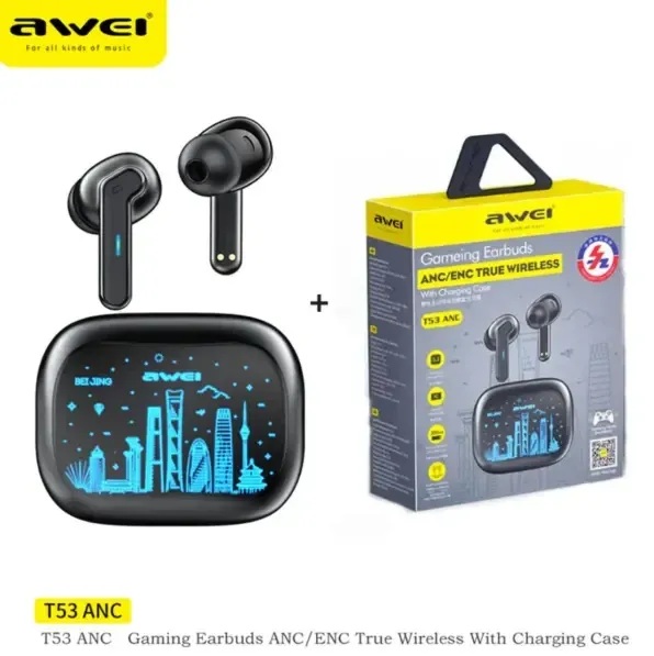 Awei T29 ANC TWS Bluetooth True Wireless Earbuds Noise Reduction Hifi 6D Bass Touch With Mic