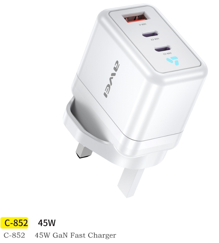 Awei C-852 Fast Charging Charger Power Adapter Double Type C 
