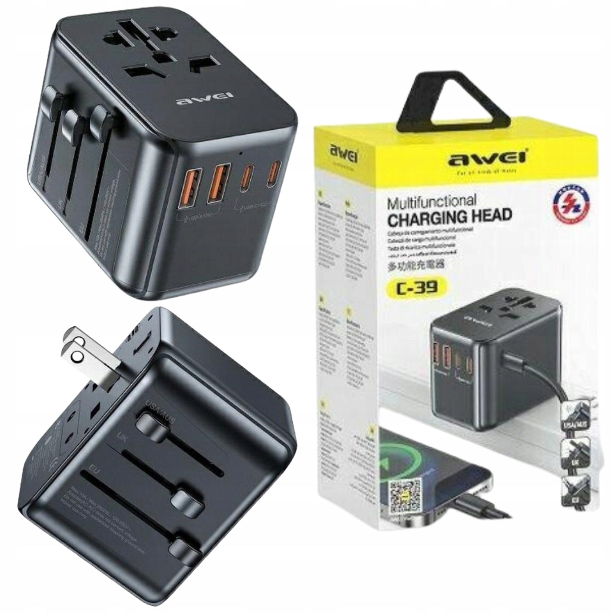 Awei C-39 35W Travel Adaptor Universal Plug 4 Port Multifunctional Universal Adapter