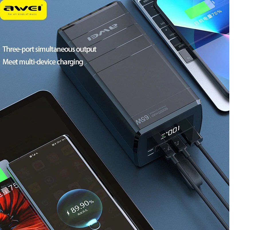 Awei P171K 60,000mAh Power Bank 6W Super Fast Charging  & Can ChargeLaptop
