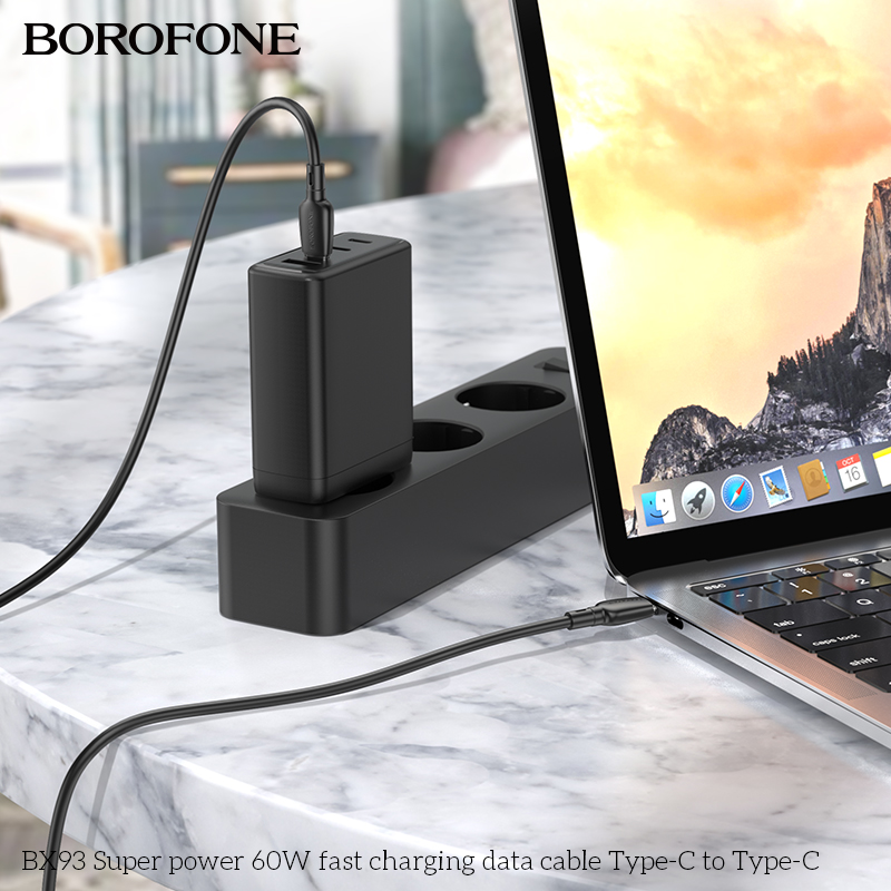 BOROFONE BX93 Super Power 60W Fast Charging data cable Type-C to Type-C, 3A