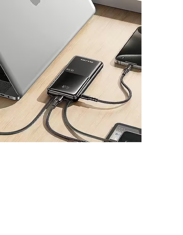 Awei P76K 10,000mAh Power Bank Thin & Portable 22.5W Built-In Cable Fast Charge