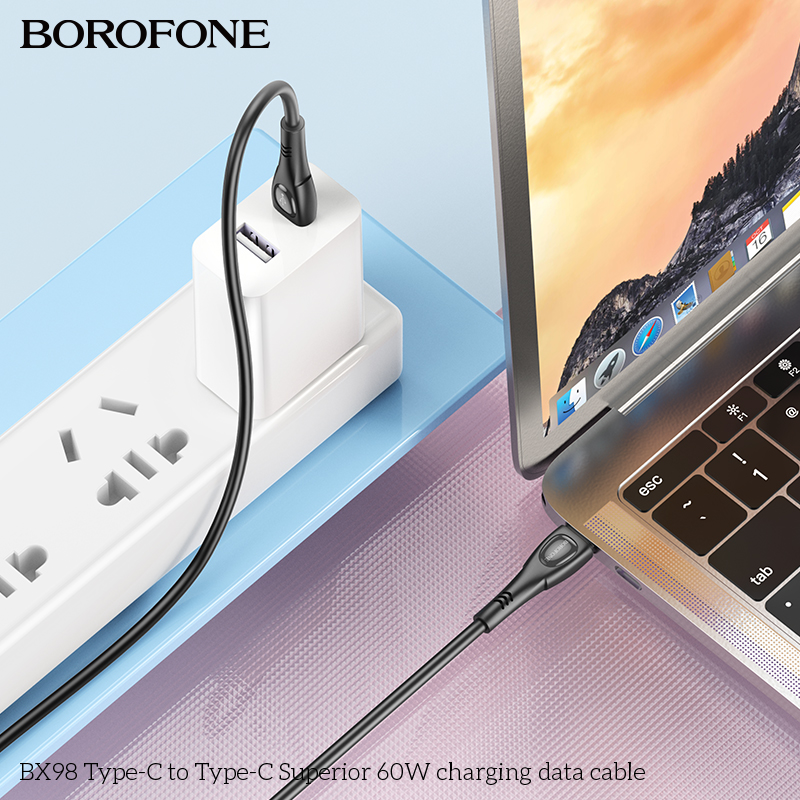 BOROFONE BX98 Type-C to Type-C Superior 60W Fast Charging Data Cable, 3A