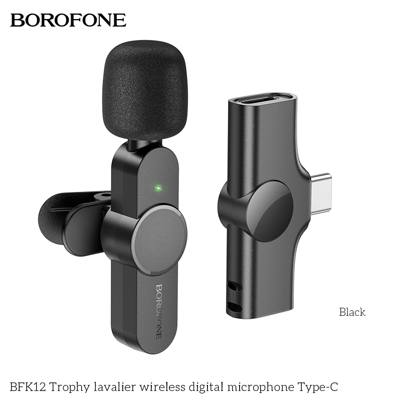 BOROFONE BFK12 Trophy Lavalier Wireless Digital Microphone Single Type-C (Minimum Order Quantity :10)