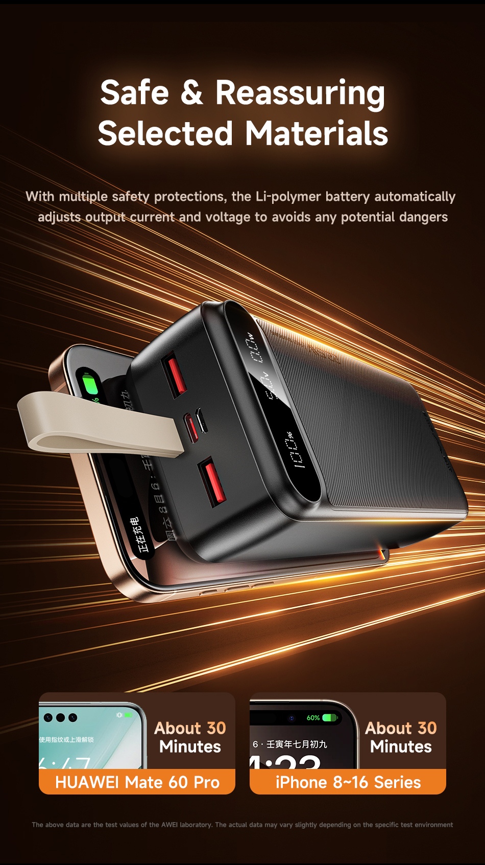 Awei PA-12 30,000mAh Power Bank Quick Charging 22.5W LED Display 