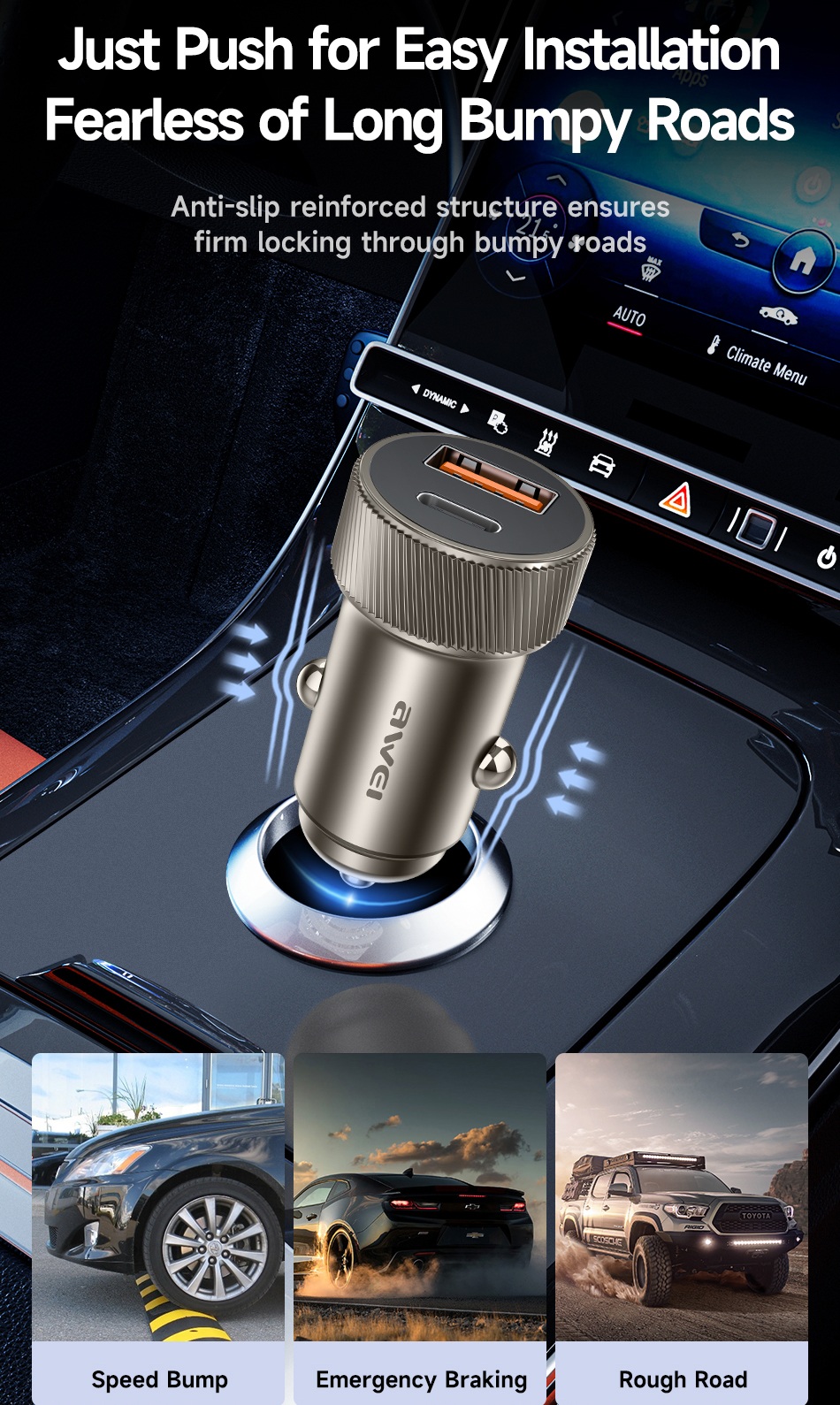 Awei C-857 33W PD Car Charger for phone and tablet