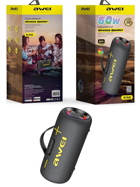 Awei KA10 Bluetooth Speaker Super Bass60W IPX5 Waterproof Outdoor Party Support TF Card Aux 