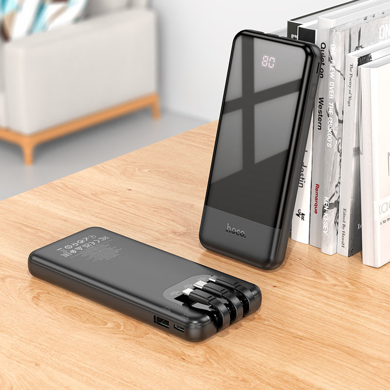 hoco J114 10,000mAh Power Bank 2A  Built In Cable and  Type-C IPH Micro 3-in-1