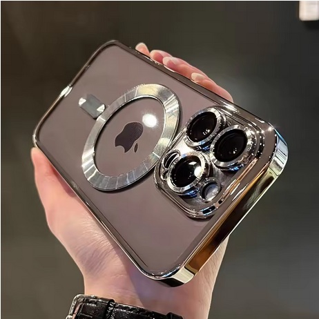 Luxury Magnetic For Magsafe Wireless Charge Plating Silver Case For iPhone 17