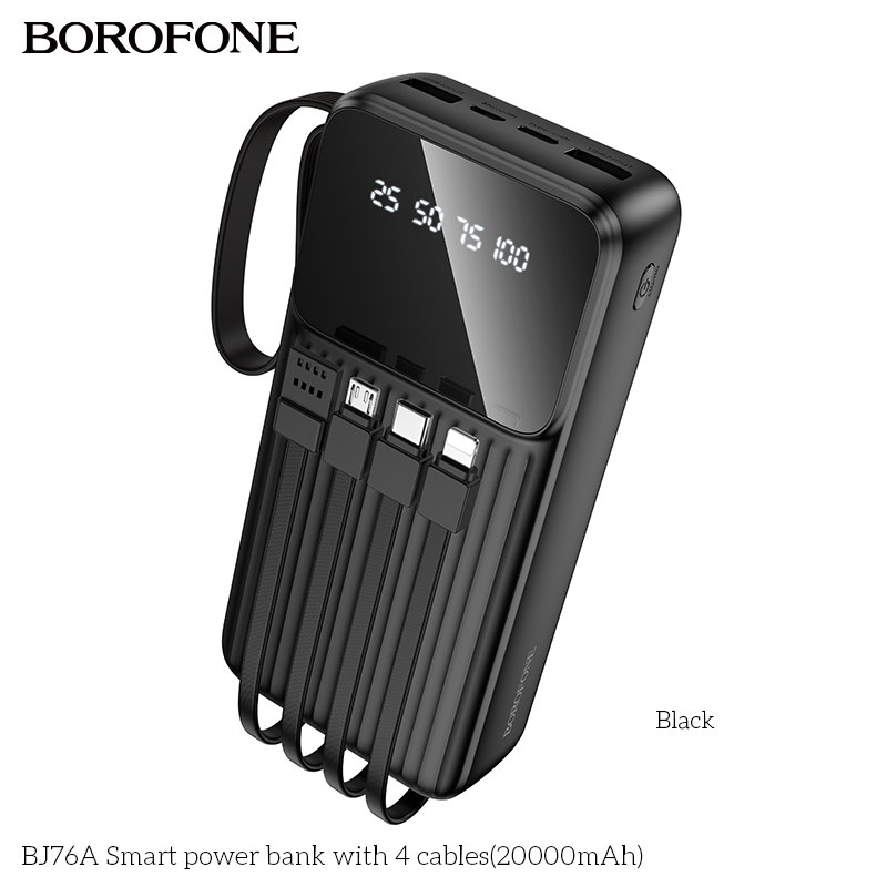 BOROFONE BJ76A Smart Power Bank With 4 Cables 20,000mAh (Minimum Order Quantity :10)
