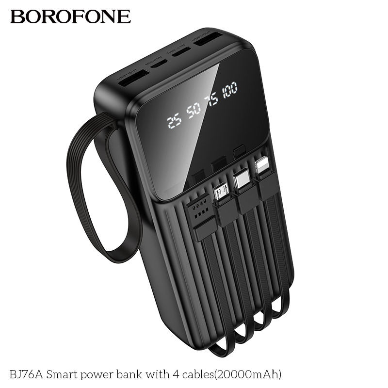 BOROFONE BJ76A Smart Power Bank With 4 Cables 20,000mAh (Minimum Order Quantity :10)