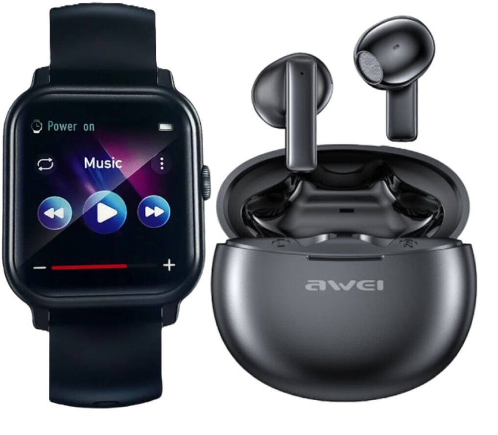 Awei HE-1 Combo Music Smart Watch,Screen size: 1.95" TFT Screen Stereo Headset