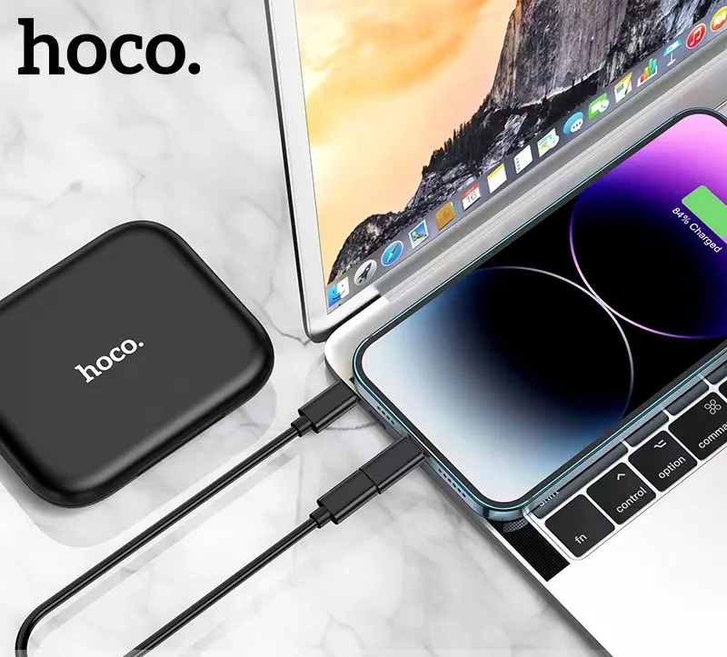 hoco J114 10,000mAh Power Bank 2A  Built In Cable and  Type-C IPH Micro 3-in-1