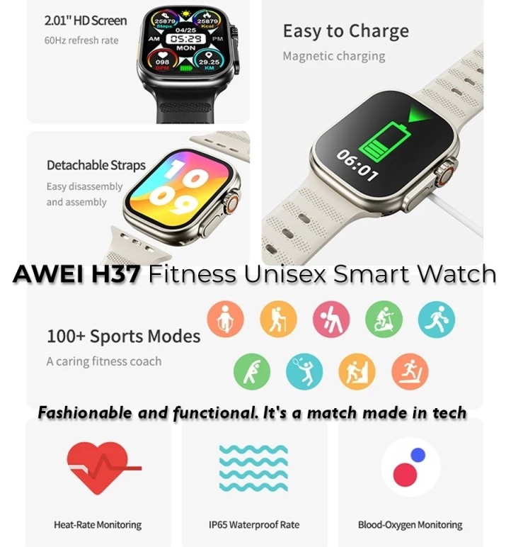 Awei H37 NFC Bluetooth Smart Watch IP65 Waterproof for Sports & Outdoor
