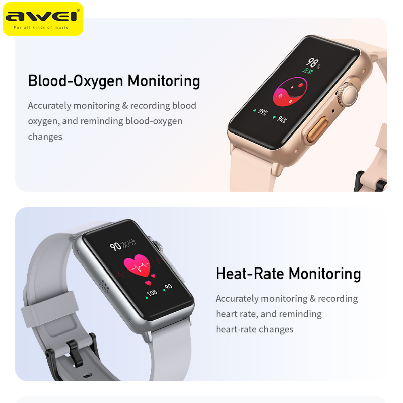 Awei H28 Wireless Smart Watch  NFC GPS Body Temperature Measuring Bluetooth Calls 