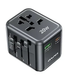 Awei C-20 Multifunctional Travel Adapter  Fast Charger 100–240V 