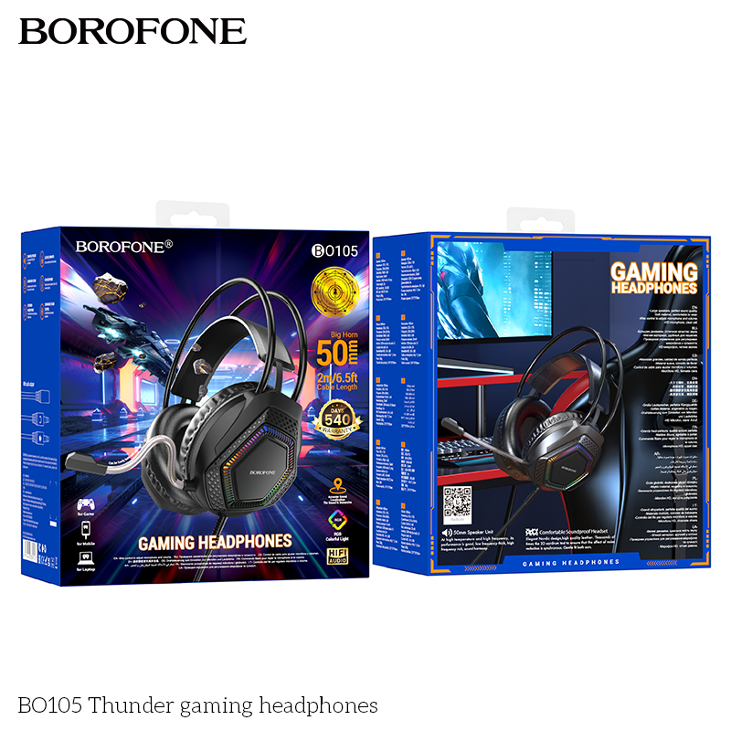 BOROFONE BO105 Thunder Gaming Wired Headphones with Mic