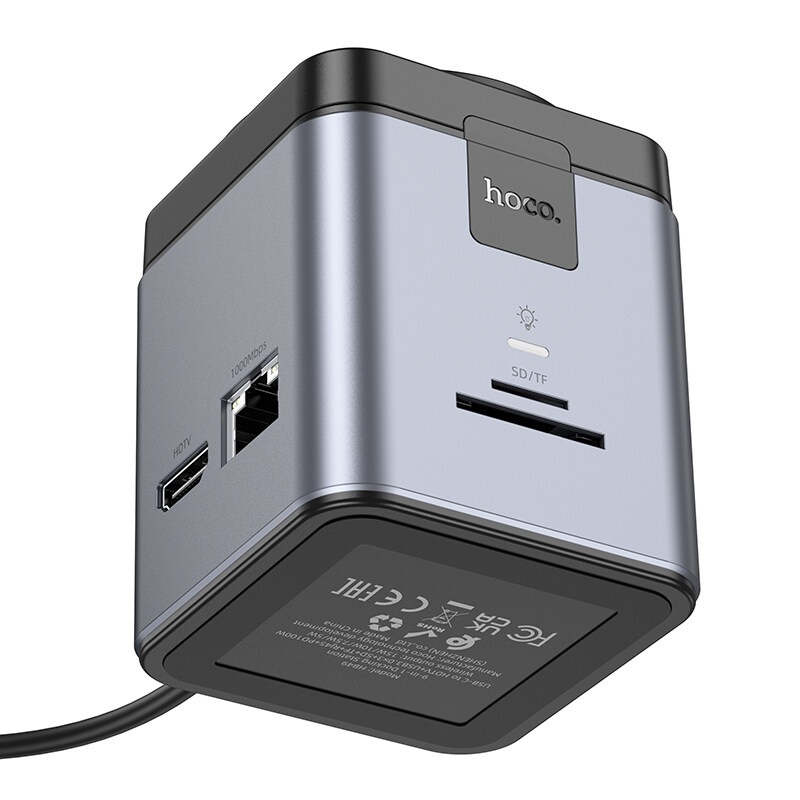 hoco HB49 Magnetic Wireless Charging  9 in 1 Type-C HUB to HDTV+PD +USB3.0*3+SD+TF+ RJ45 