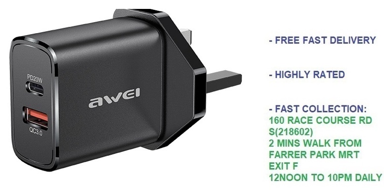 Awei C-851 45W Fast Charging Charger Power Adapter Local Safety Mark