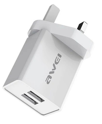 Awei C-23 2.4A daptor 3-Pin Dual-Port USB Travel & Wall Charger