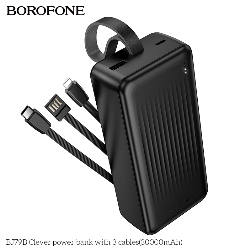 BOROFONE BJ79B Smart Power Bank With 3 Cables 30,000mAh (Minimum Order Quantity :10)