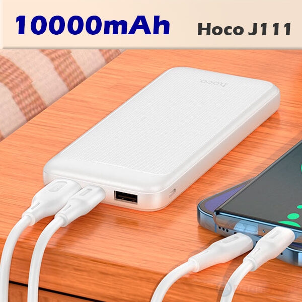 hoco J111 10,000mAh Charge Power Bank  with two USB & one Type C Ports