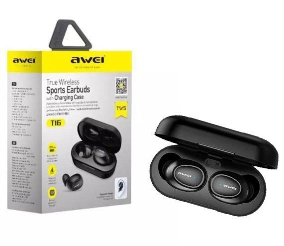 Awei T16 True Wireless Sports ,Stereo Bluetooth 5.0 Earbud Earphone With Charging Case