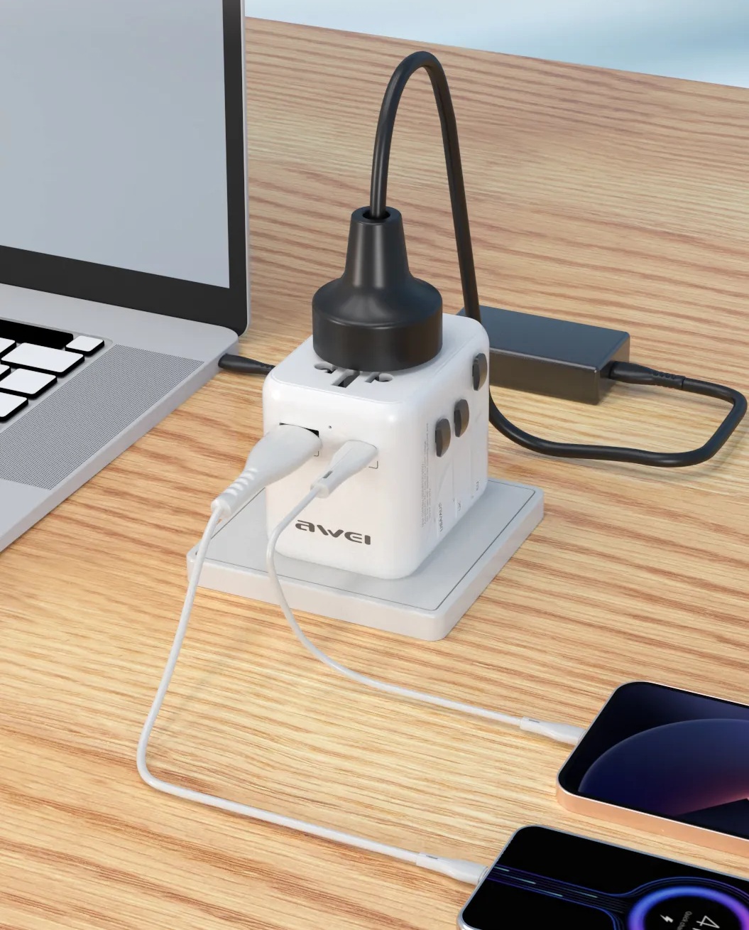 Awei C-20 Multifunctional Travel Adapter  Fast Charger 100–240V 