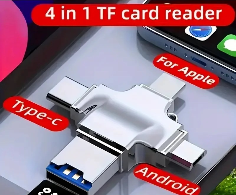 4 In 1 Memory Micro SD Card Reader For IPhone Ipad Android Mac PC Camera Type C Lighting Usb C Android Reader Portable Reader